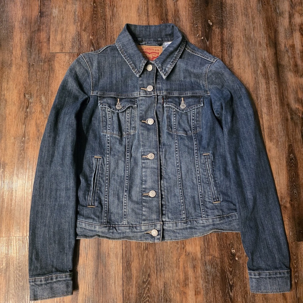 LEVI STRAUSS RED-TAB Womens Denim‎ TRUCKER Jacket Size S 70240-0073
